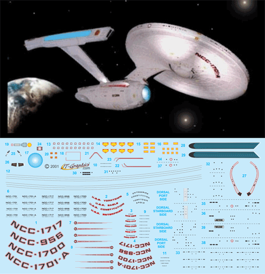 NO MODEL Jumbo Constitution Class decal set Star Trek EAGLEMOSS DECALS ONLY 